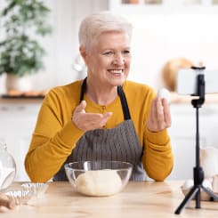 elderly woman food blogger recording her cooking b 2021 09 02 04 34 56 utc